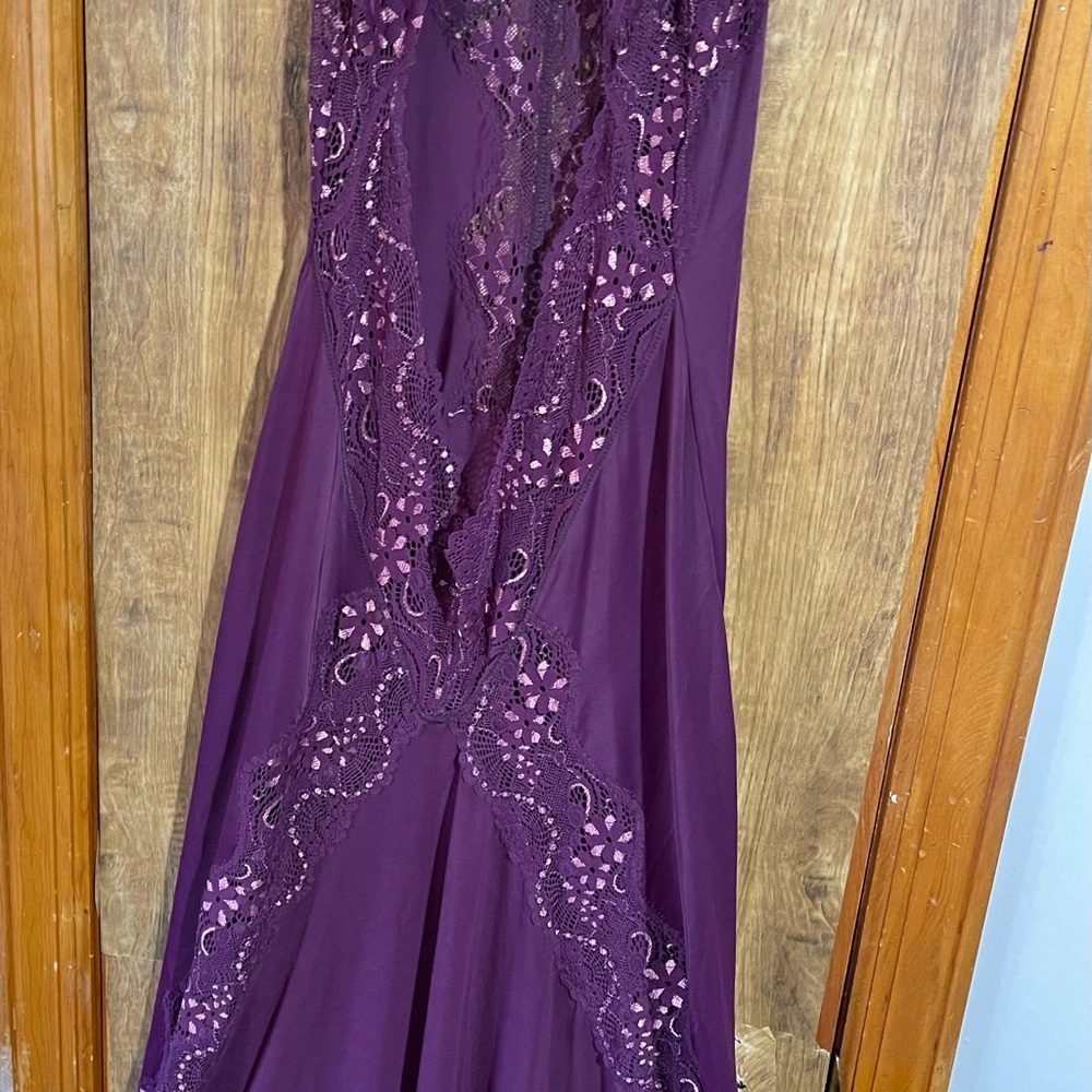 Sexy contrast lace purple long lingerie